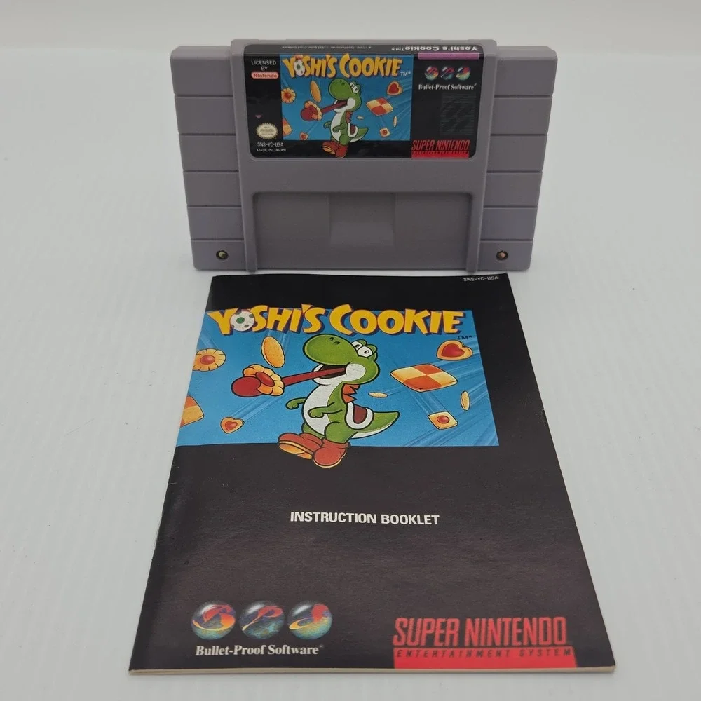 Yoshi's Cookie Super Nintendo SNES Game Cartridge & Manual SNS-YC-USA 1993